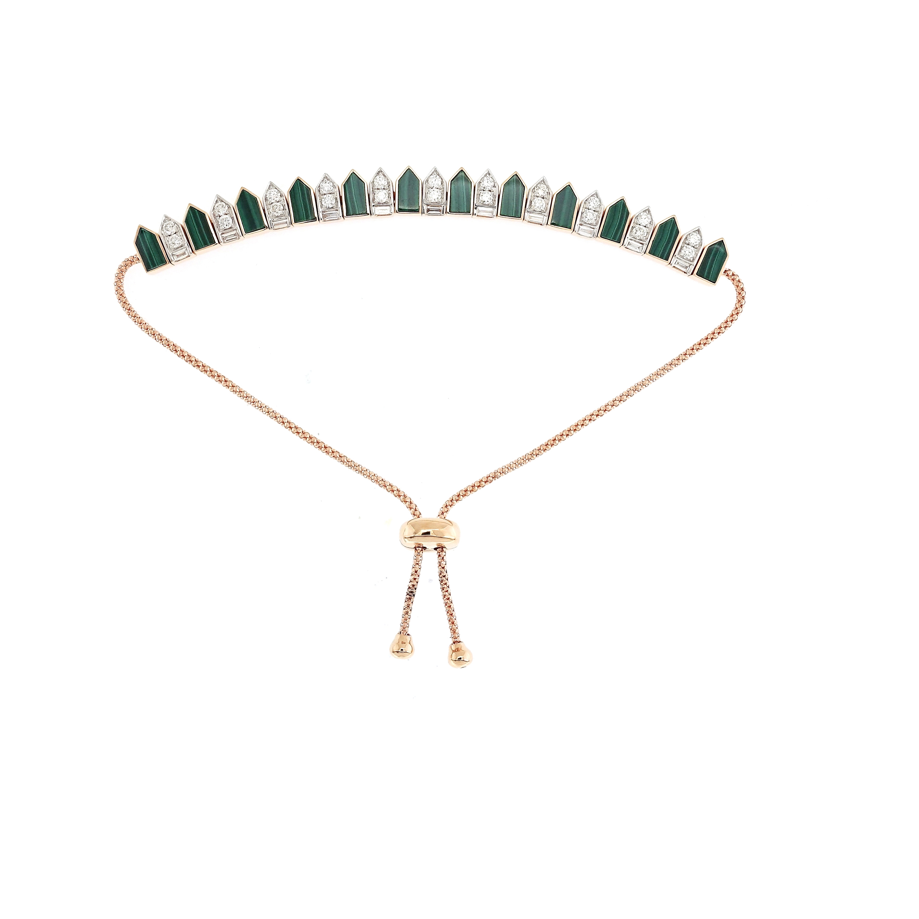 Diamond and Green Malachite Bracelet