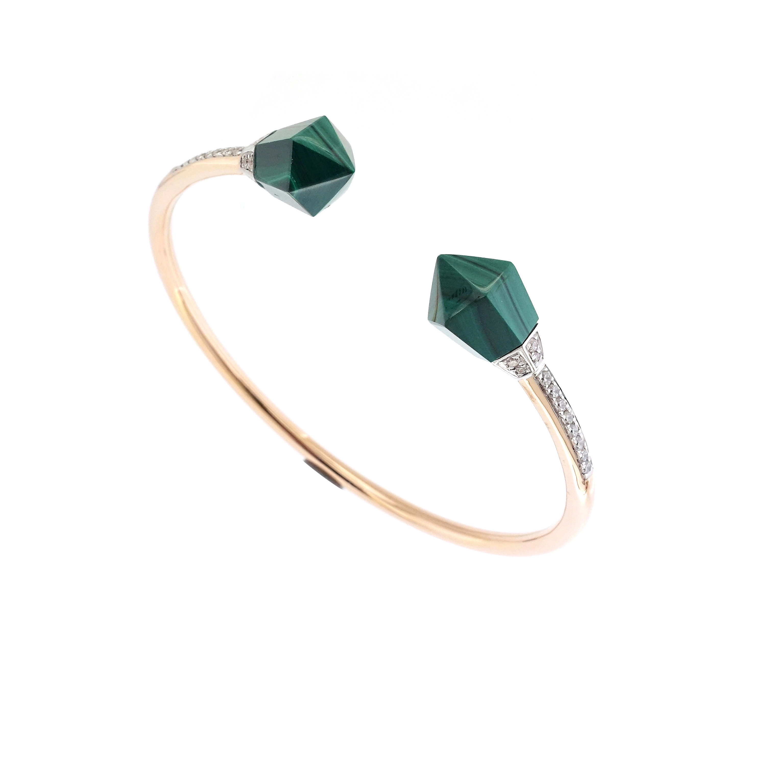 Open Diamond and Green Malachite Bangle - Manish Jewels Dubai