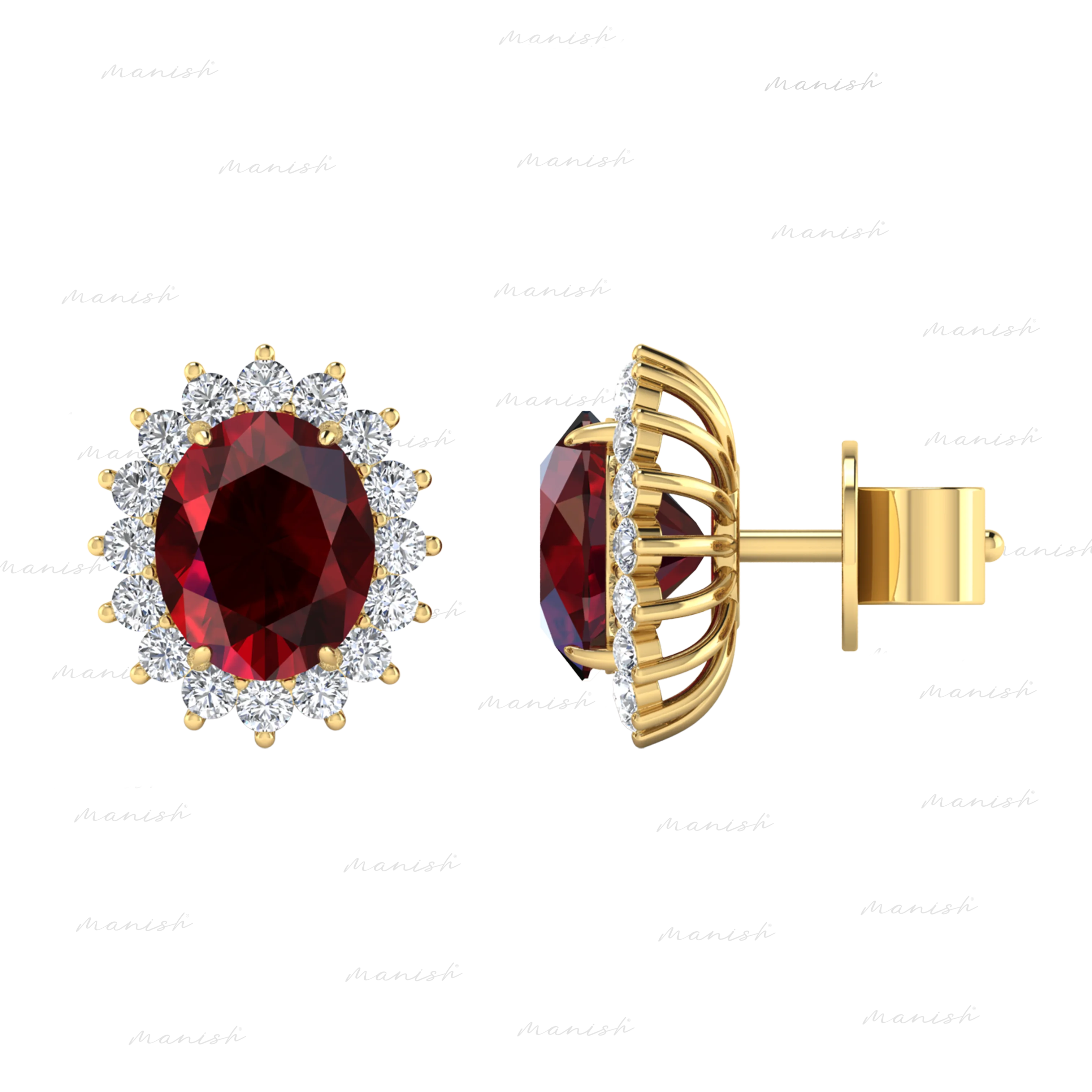 Diamond Inzo Enzo Diamond and Ruby Earrings - Manish Jewels Dubai