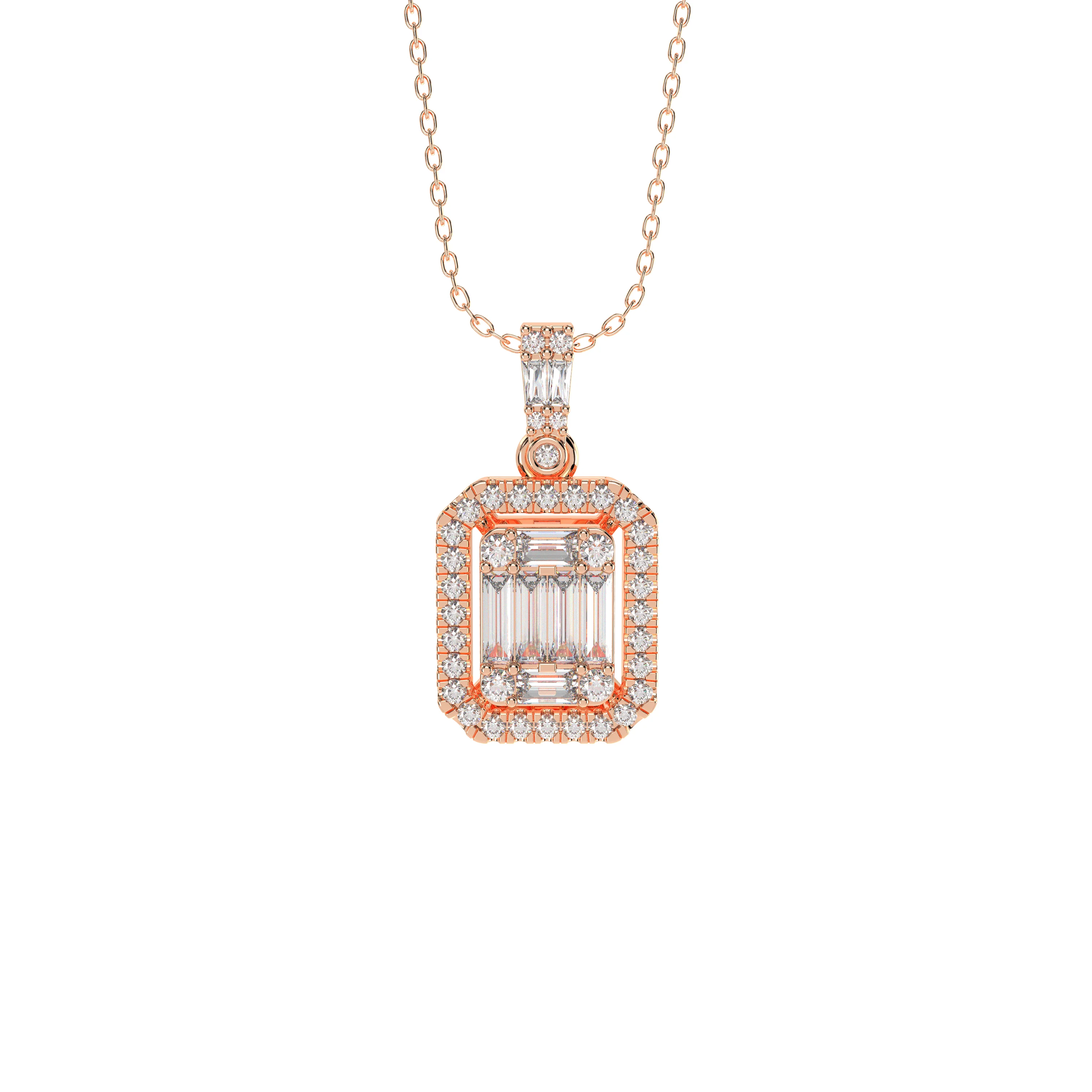 Natural Baguette Diamond Pendant
