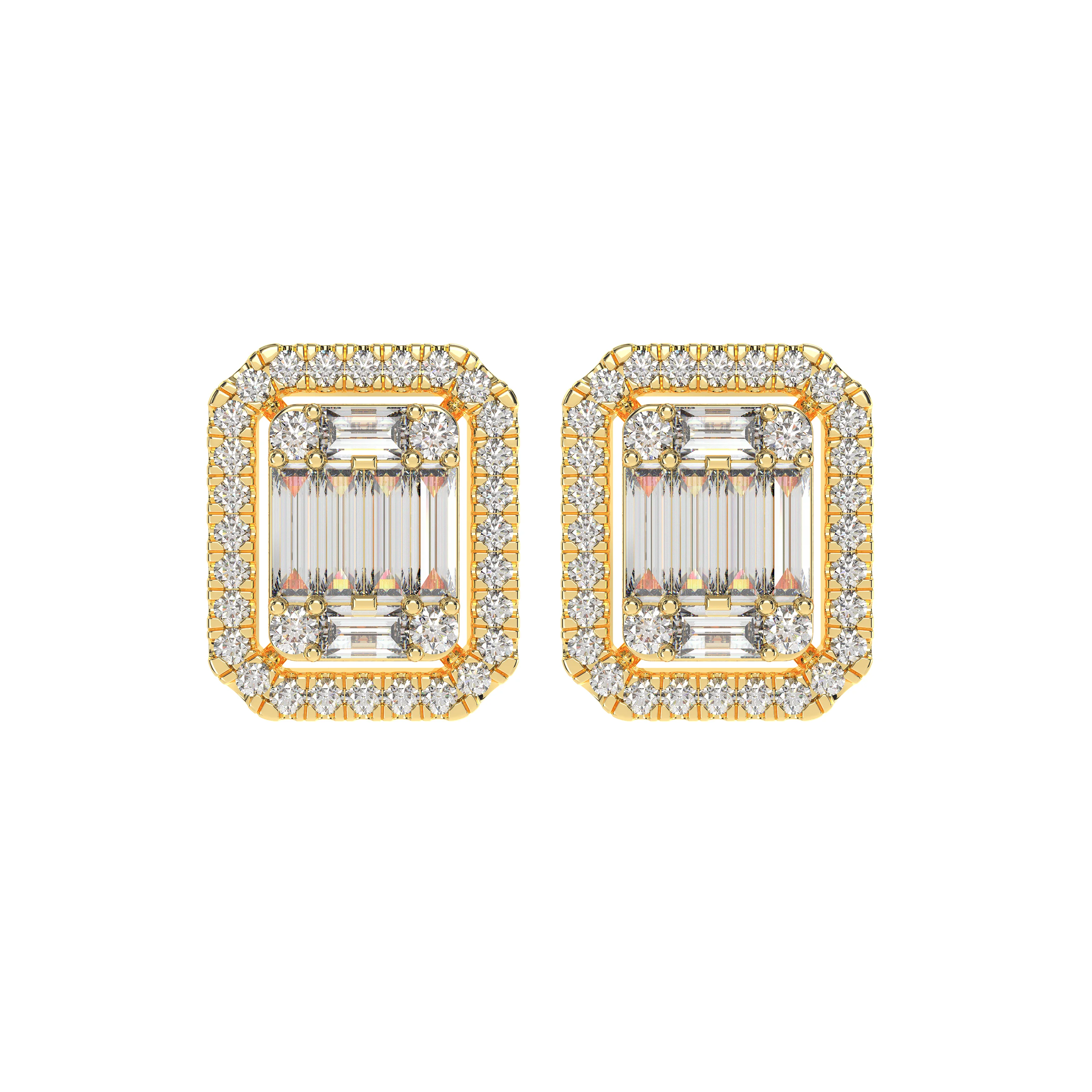 Natural Baguette Diamond Earrings