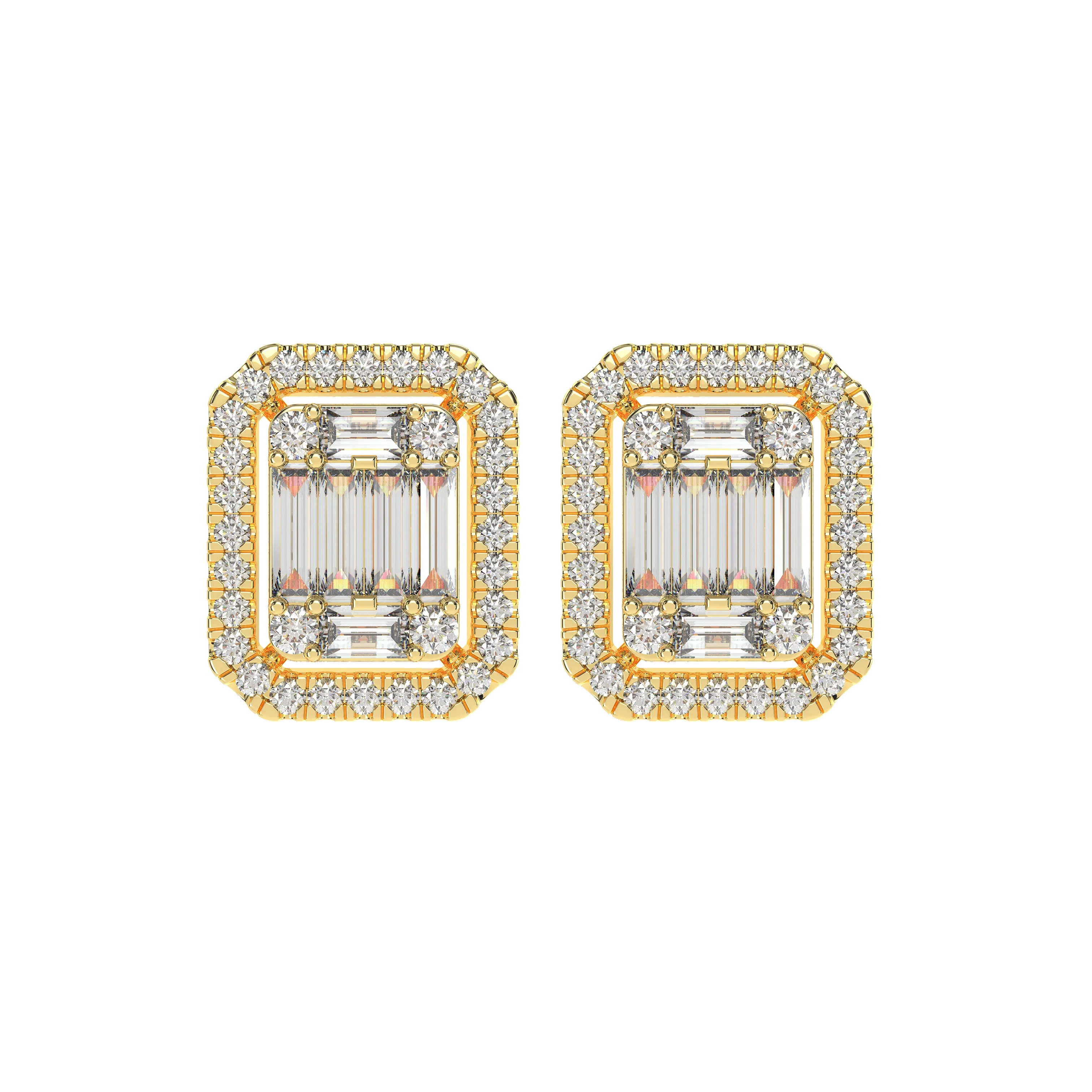 Natural Baguette Diamond Earrings