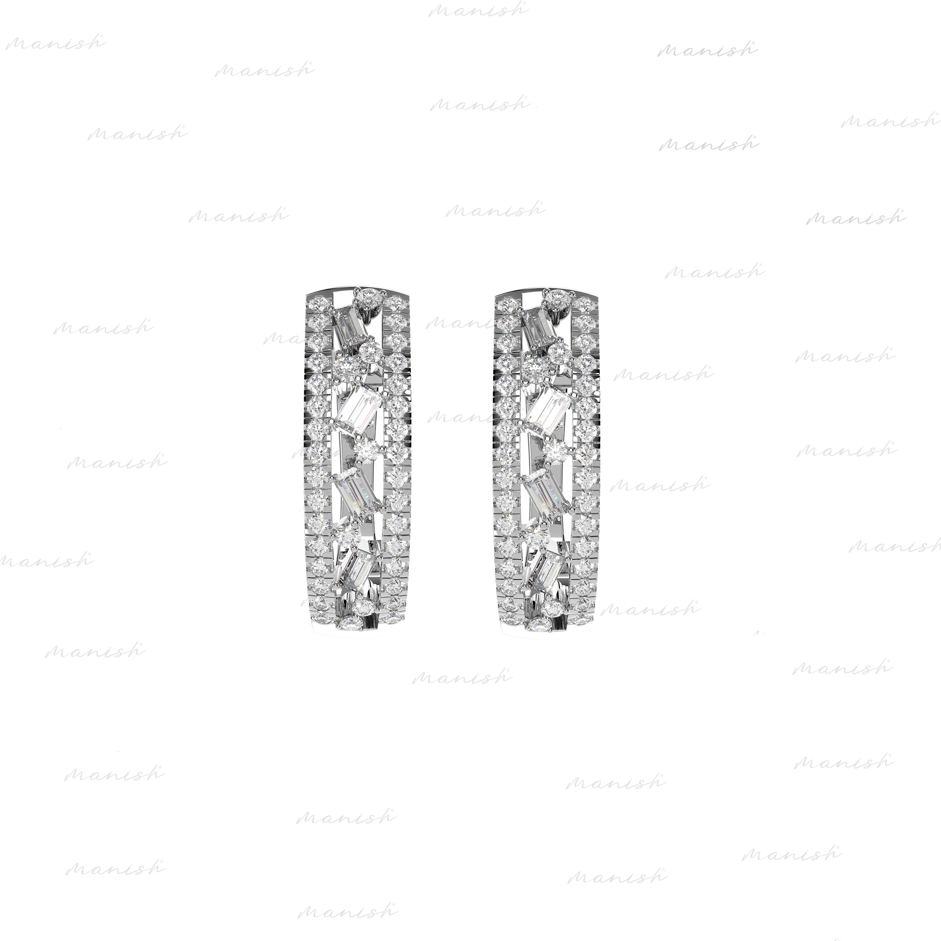 Baguette Diamond Hoop Earrings