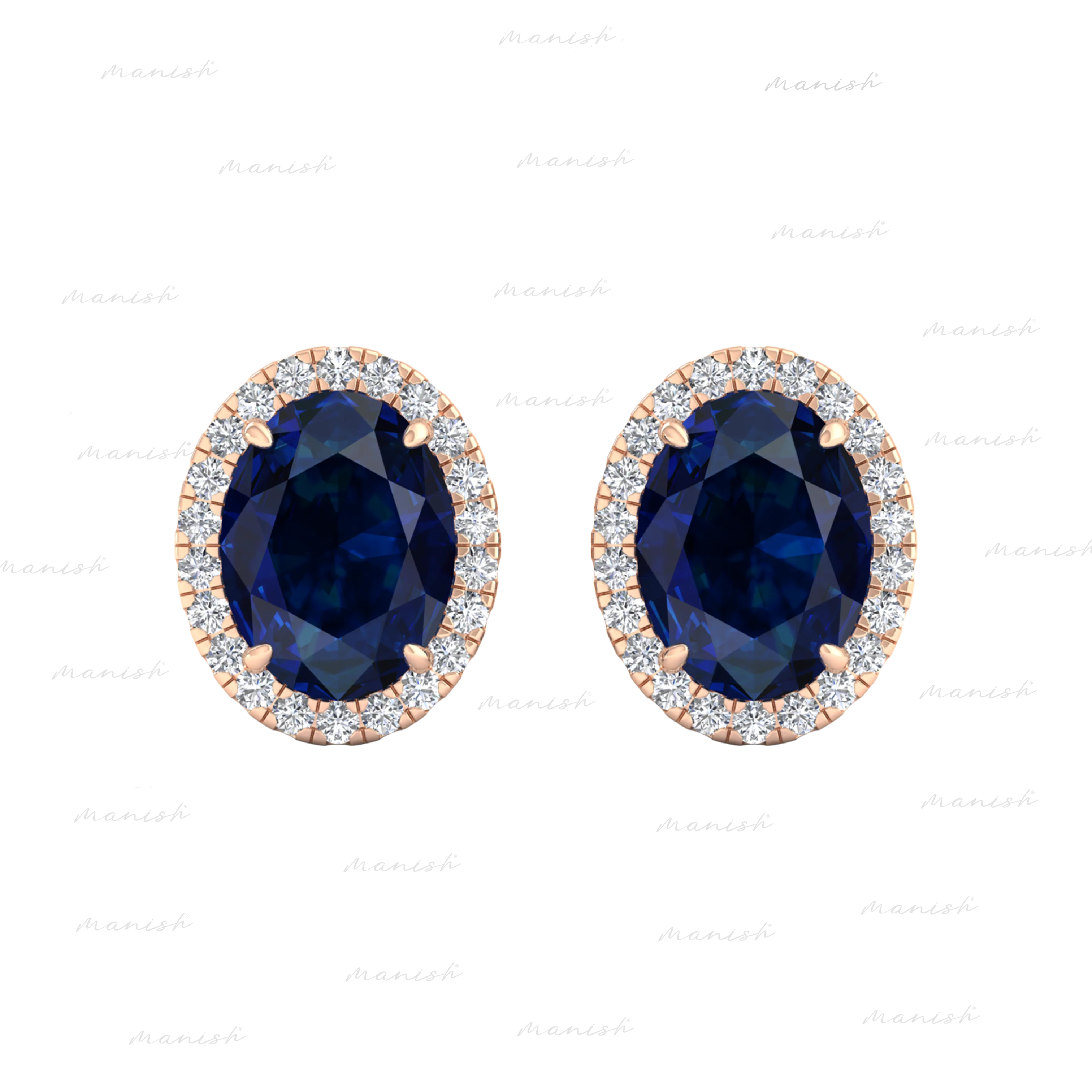 Diamond and Blue Sapphire Earrings