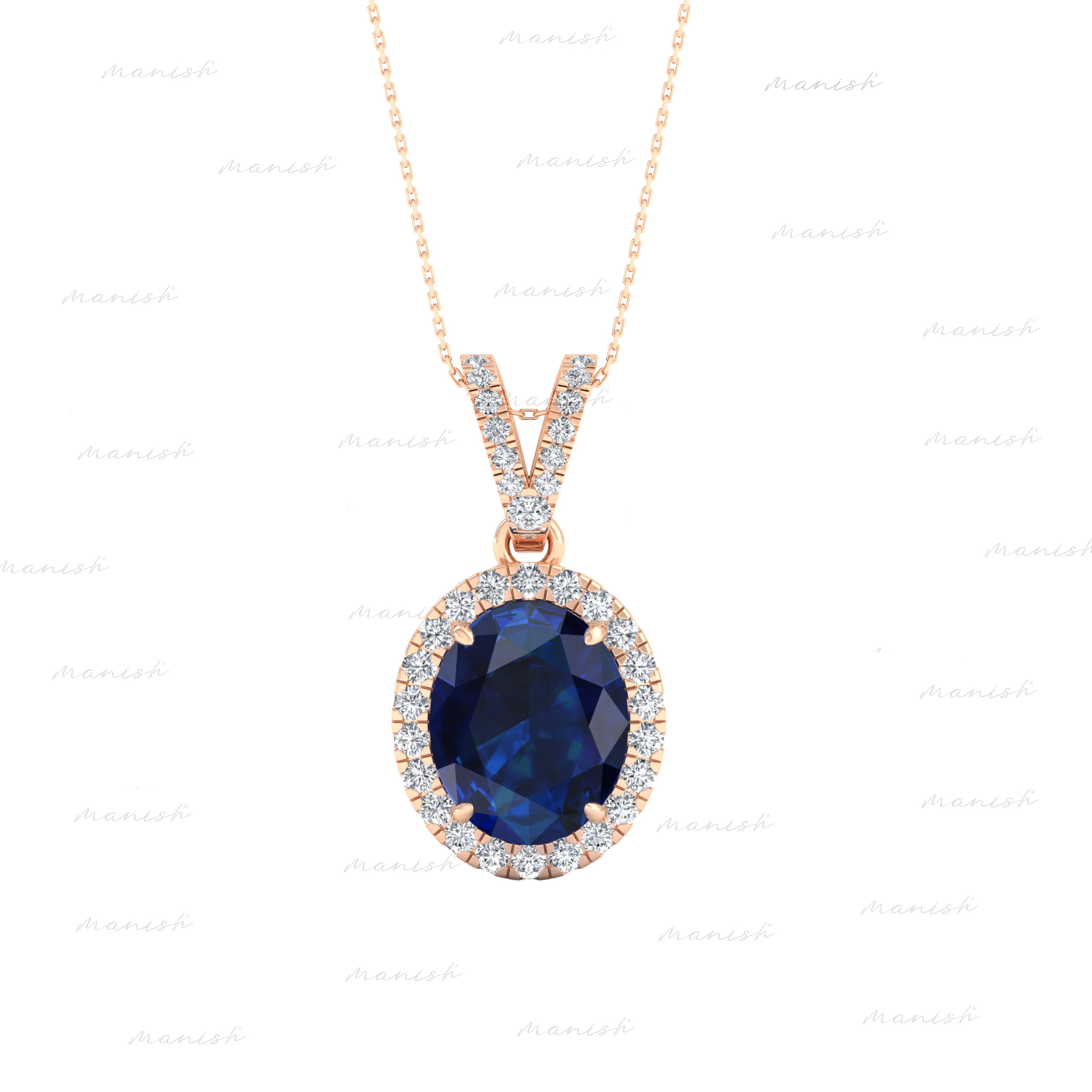 Diamond and Blue Sapphire Pendant