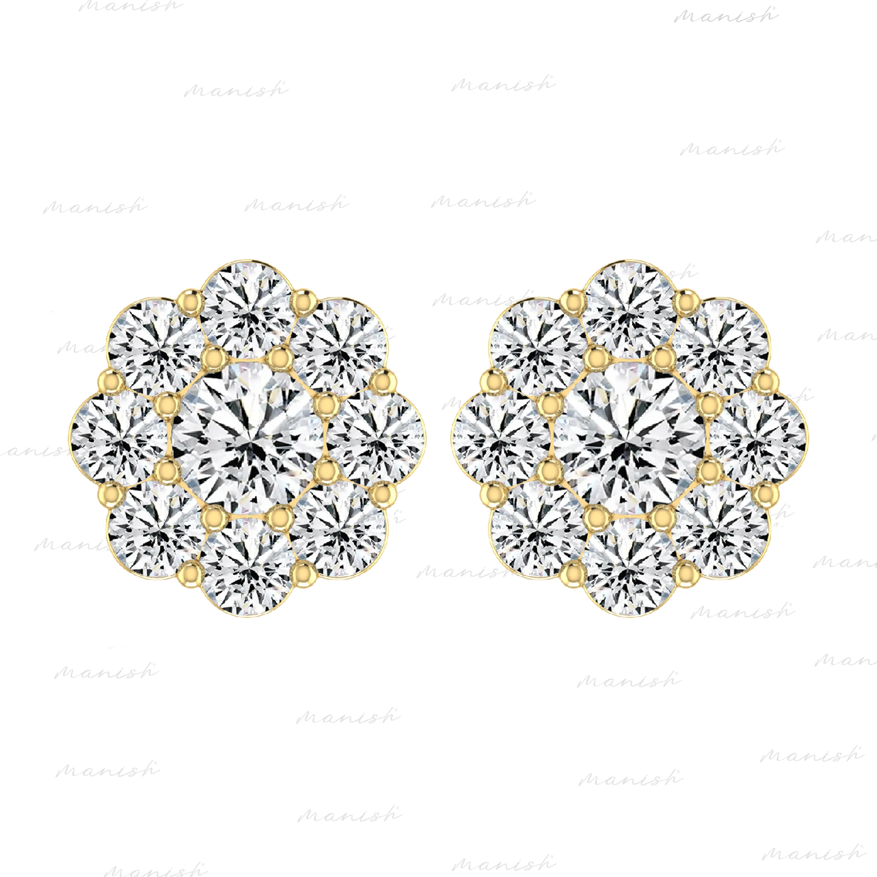 Flower Cluster Diamond Earrings