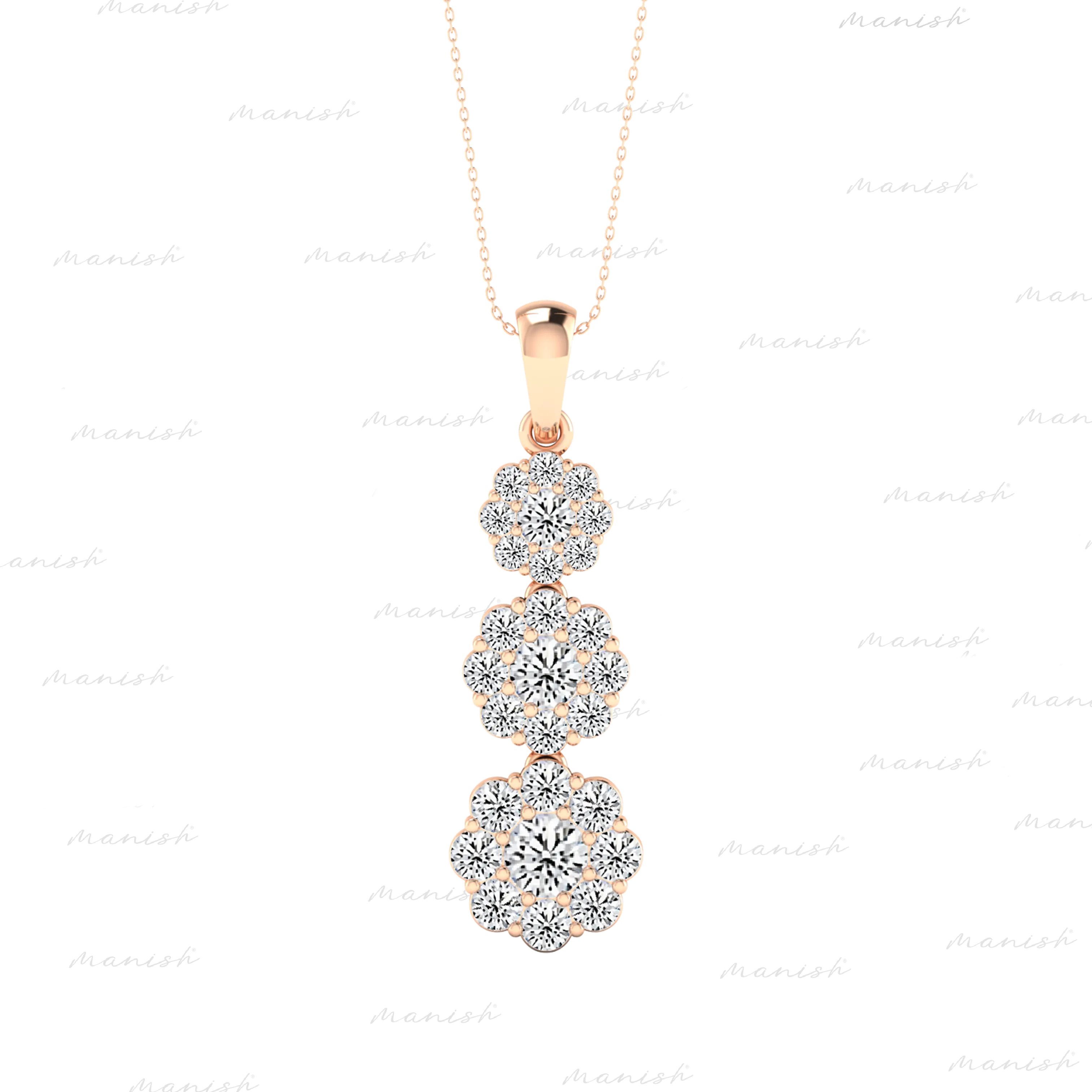 Flower Cluster Diamond Pendant