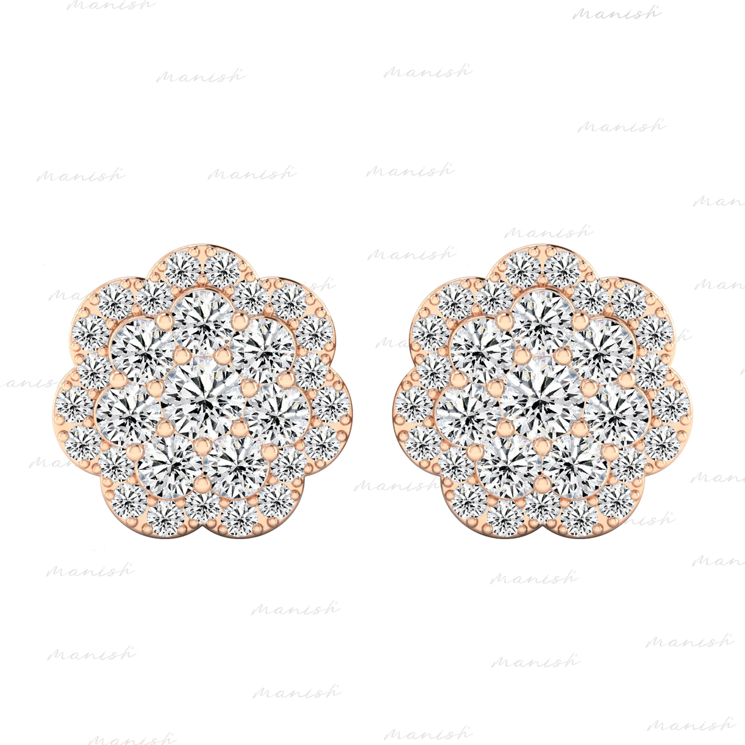 Flower Cluster Diamond Earrings